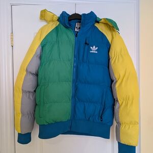 Vintage Adidas Colorblock Puffer Jacket Large
